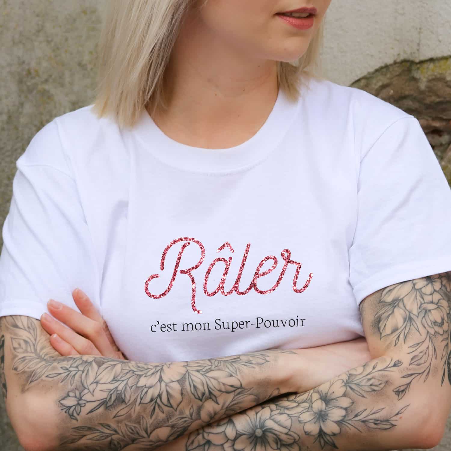 raler col rond blanc rose