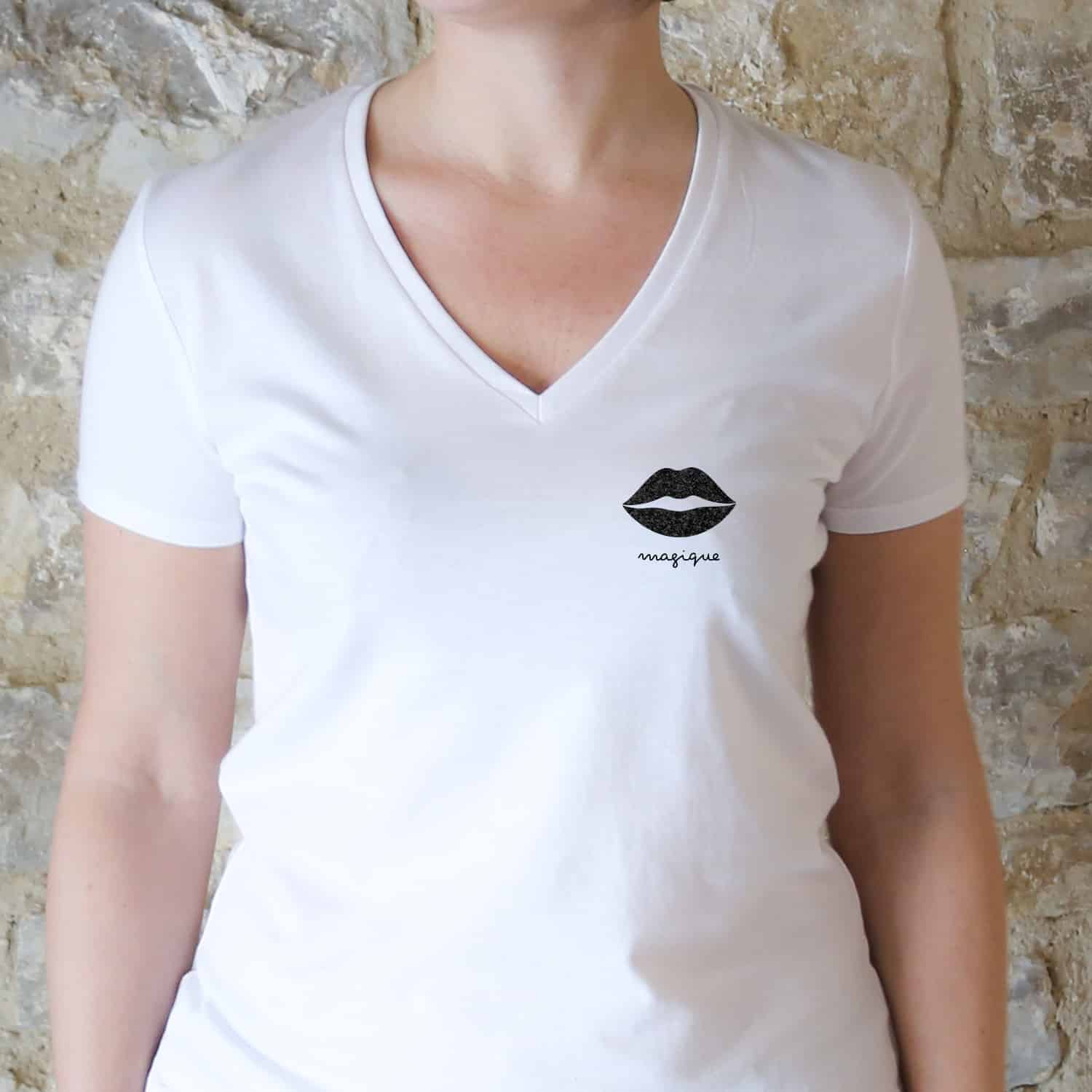 T-shirt Bisou magique pailleté