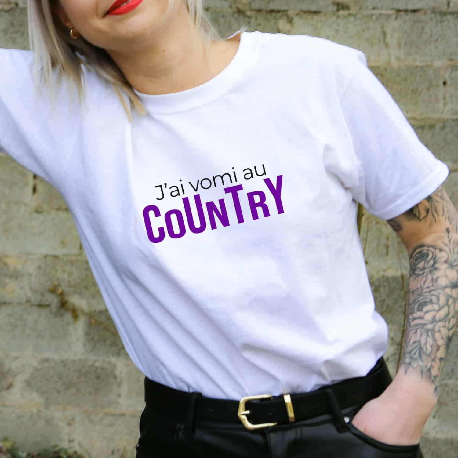 T-shirt femme J'ai vomi au Country