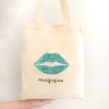 Totebag Bisou Magique pailleté Emeraude