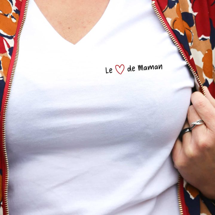 T-shirt Femme brodé Le Coeur de Maman