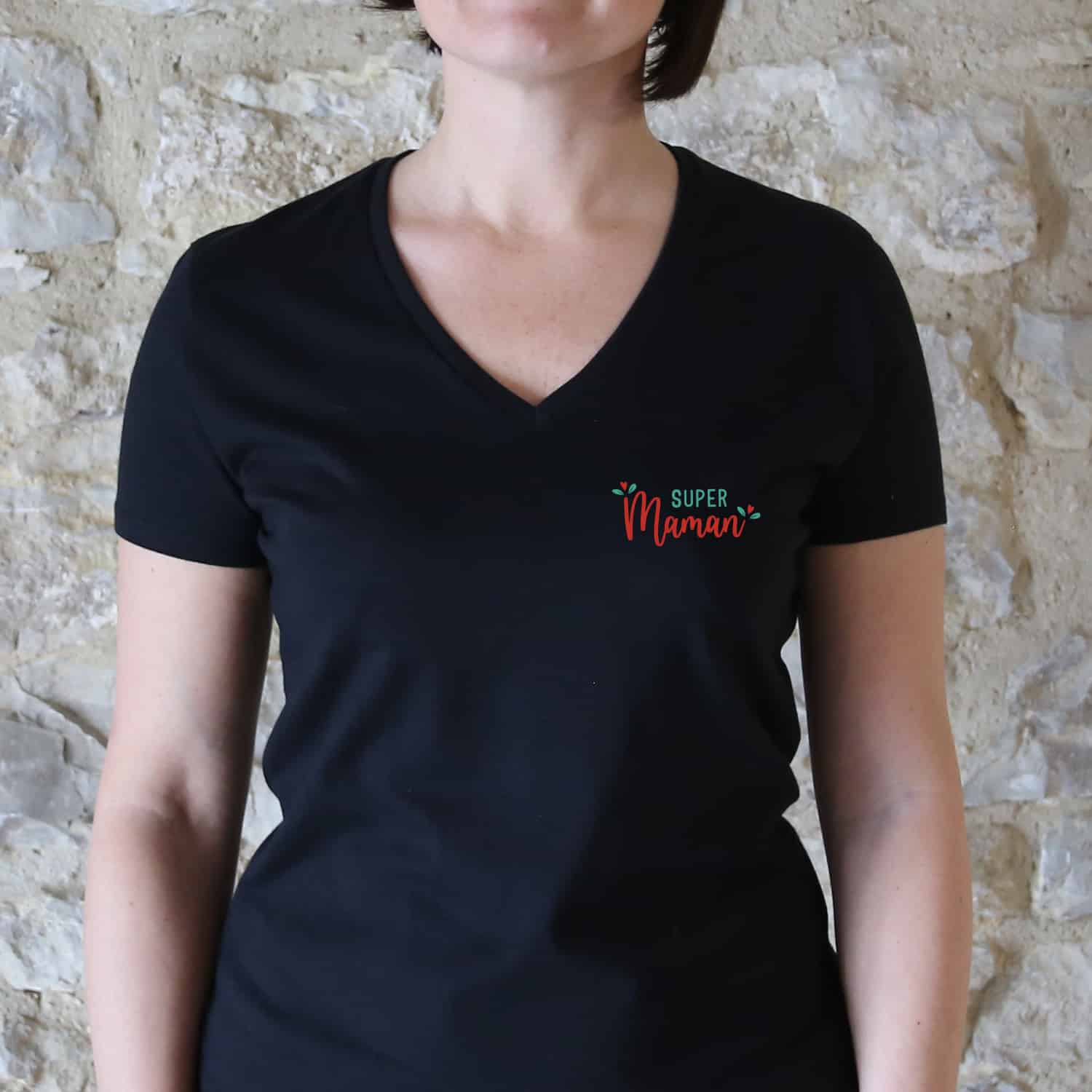 tshirt super maman colv noir coeur