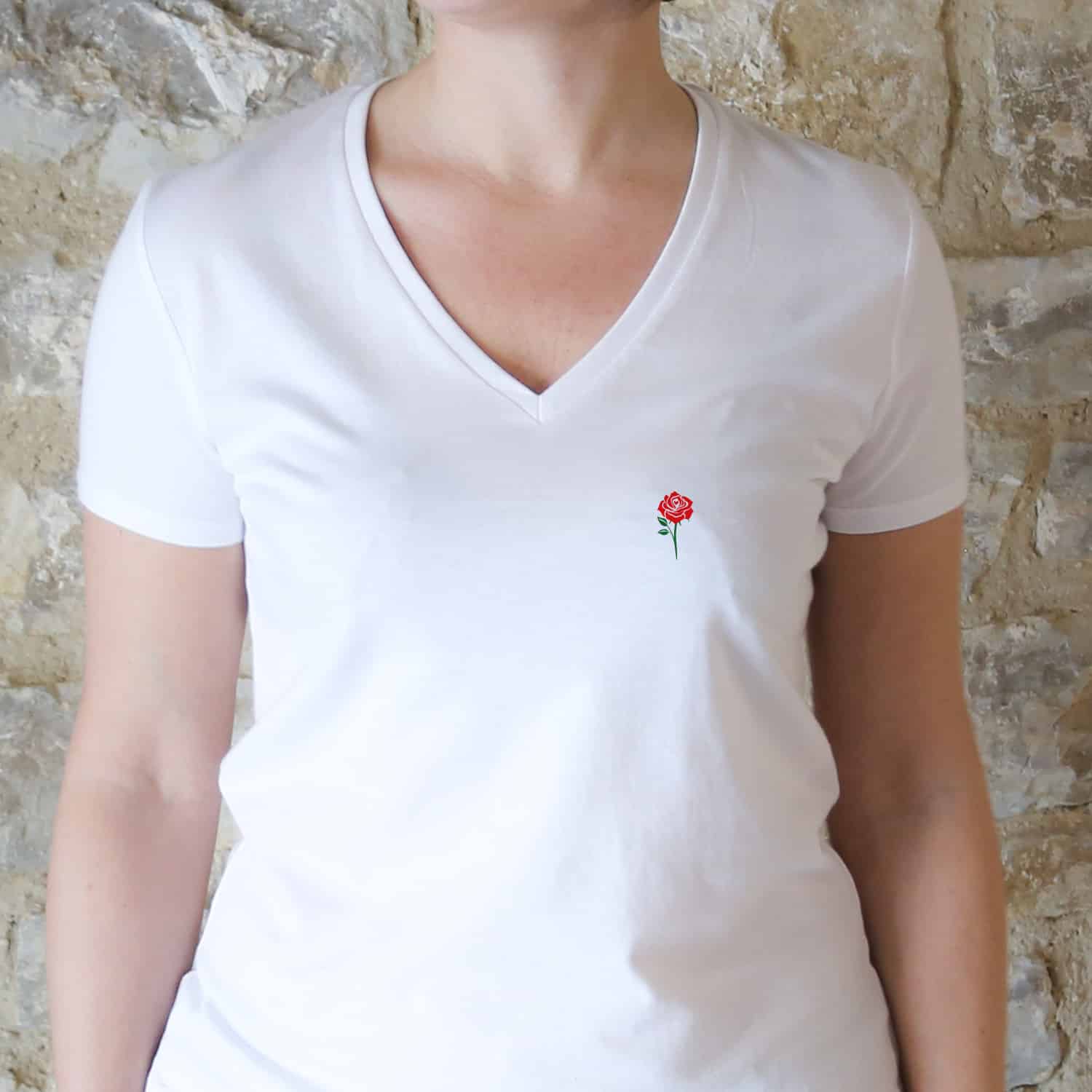 T-shirt brodé Rose