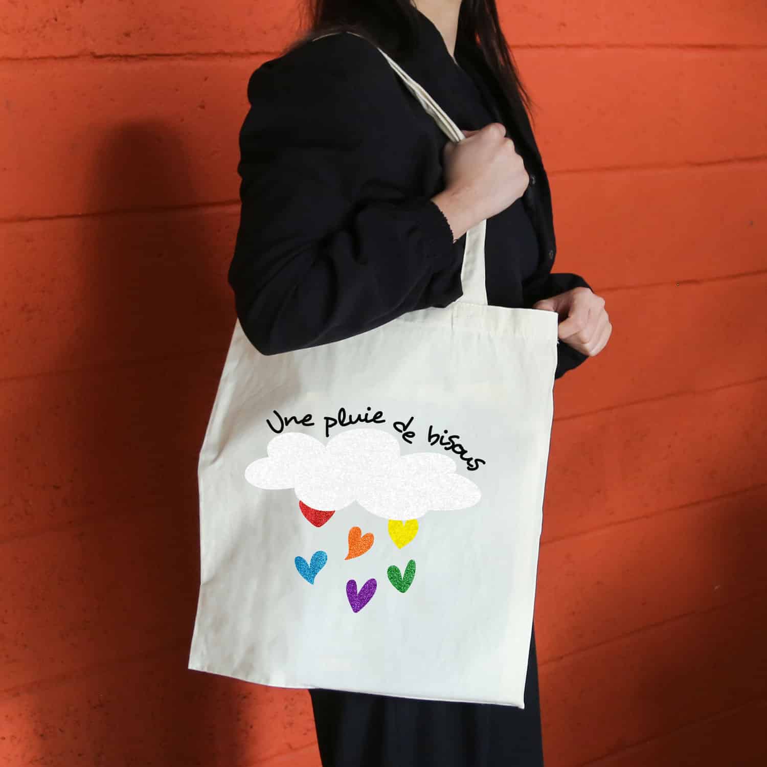 Totebag Une pluie de Bisous Arc-en-ciel