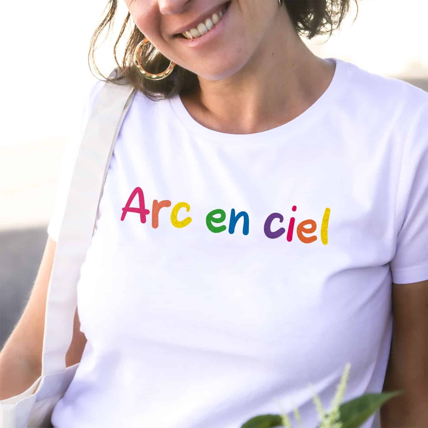 T-shirt Femme Arc-en-ciel Paillettes