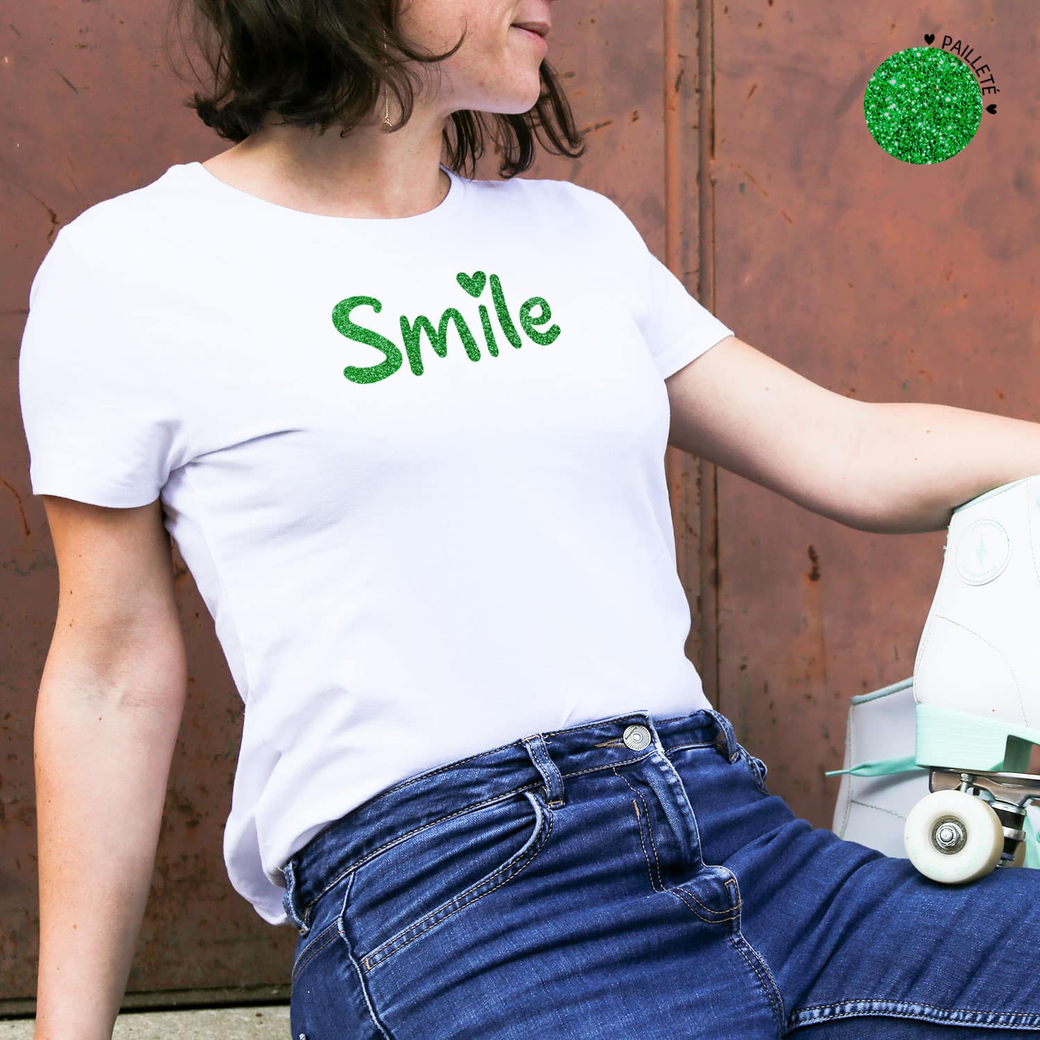 T-shirt Femme Smile pailleté