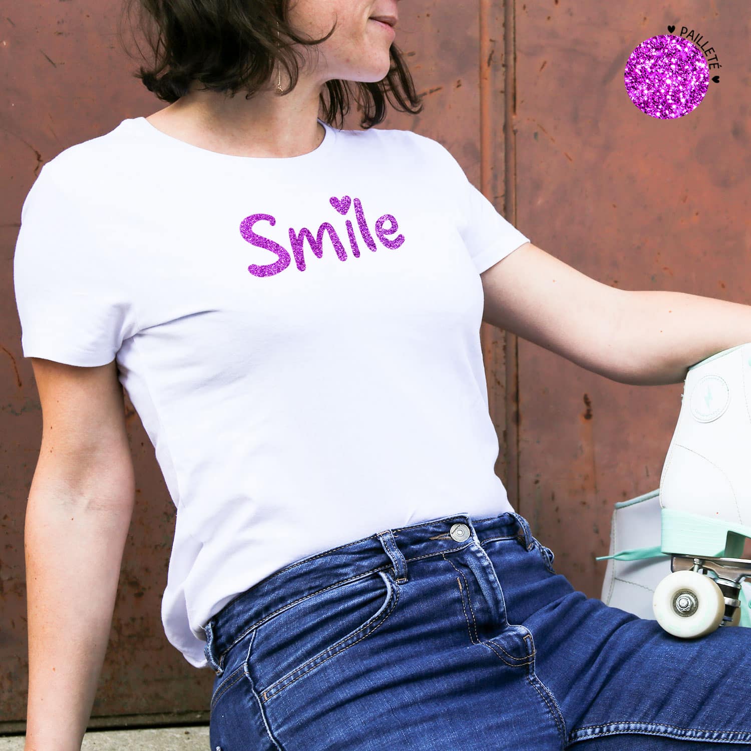 T-shirt Femme Smile pailleté